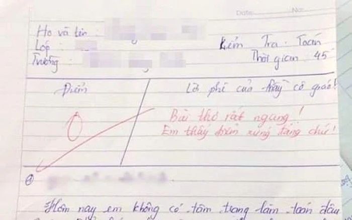 Nam sinh viết lời 'trêu ghẹo' cô giáo trong bài kiểm tra, điểm số nhận về gây bất ngờ
