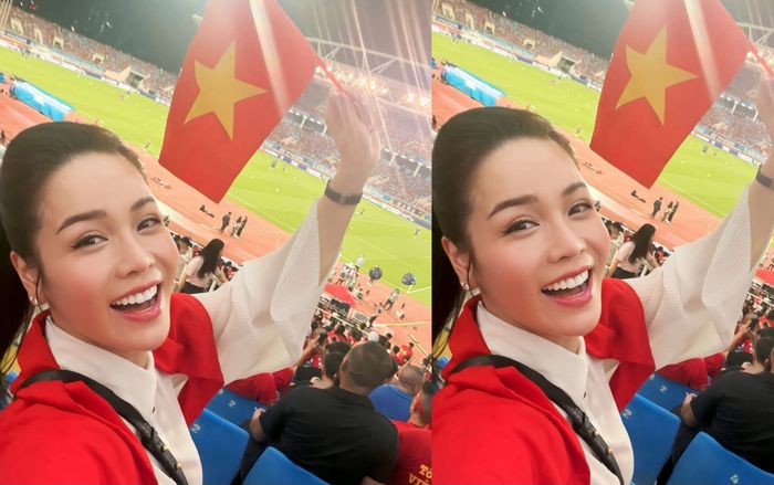 Nhật Kim Anh chúc mừng chiến thắng của đội tuyển Việt Nam