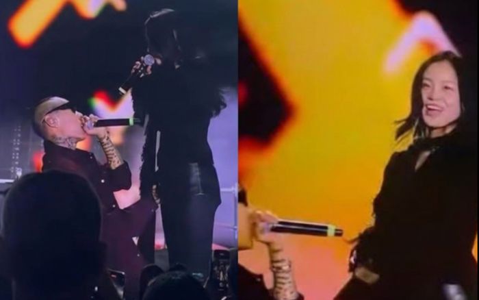 Dok2 quỳ gối trên sân khấu, hát tặng Lee Hi khiến khán giả vỡ òa