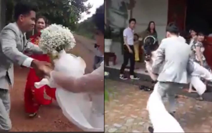 Mẹ chồng bắt con dâu 'đi cửa sau' vì lỡ ăn cơm trước kẻng, chú rể bất chấp bế vợ phi thẳng vào cửa trước