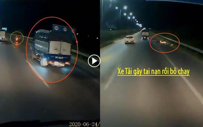 Xe tải húc văng xe máy trên quốc lộ rồi bỏ chạy gây phẫn nộ
