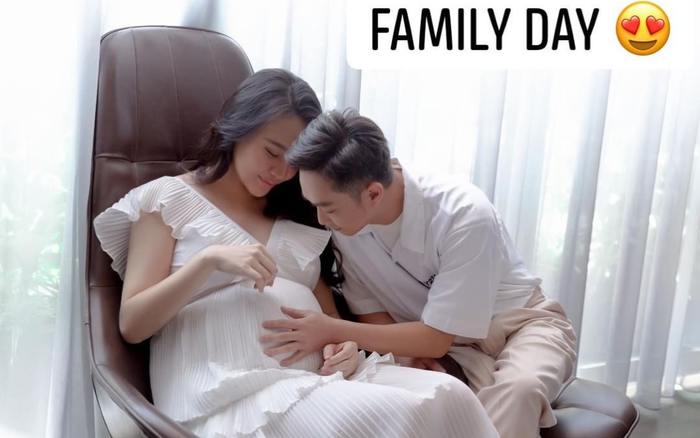 Cường Đô La khoe ảnh tình cảm bên Đàm Thu Trang với bụng bầu to thấy rõ