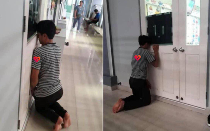 Hình ảnh bố nằm ngoài cửa 'rình rập' con gái trong ngày đầu đi học khiến dân mạng vừa thấy tội, vừa thương