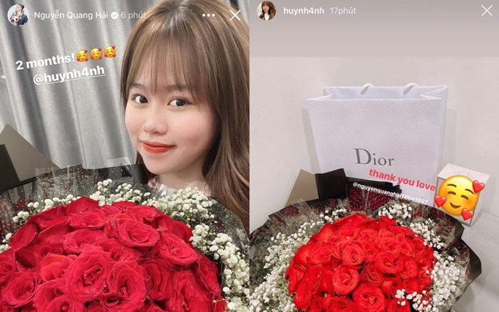 Sau sóng gió, Quang Hải tặng hoa cho Huỳnh Anh kỷ niệm 2 tháng yêu nhau