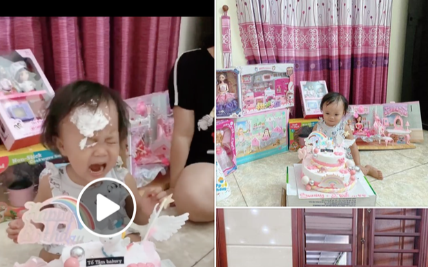 Quế Ngọc Hải hài hước úp bánh sinh nhật vào mặt con gái