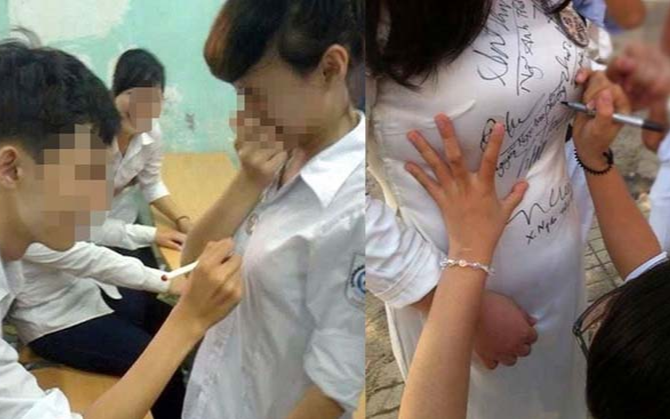 Viết lưu bút tại vị trí 'nhạy cảm' của nữ sinh, học sinh cuối cấp bị chỉ trích
