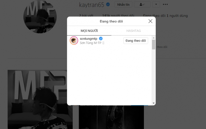 Có 134 nghìn người theo dõi trên Instagram nhưng Kay Trần chỉ follow mình Sơn Tùng: Nếu là người khác thì hẳn đã đồn 'yêu nhau'