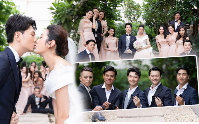 Chú rể Nhật Vũ cực điển trai hôn Thúy Vân ngọt ngào: Hiếu Nguyễn - Anh Dũng sắm vai rể phụ