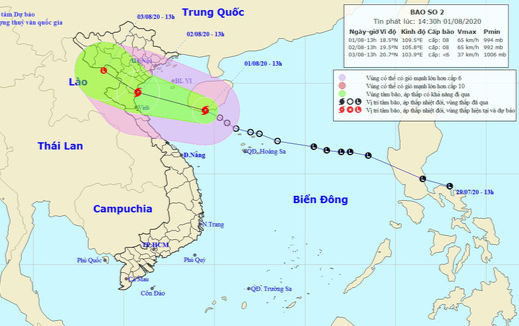Dự báo thời tiết ngày 2/8: Bão số 2 đi vào khu vực ven biển từ Quảng Ninh đến Nghệ An