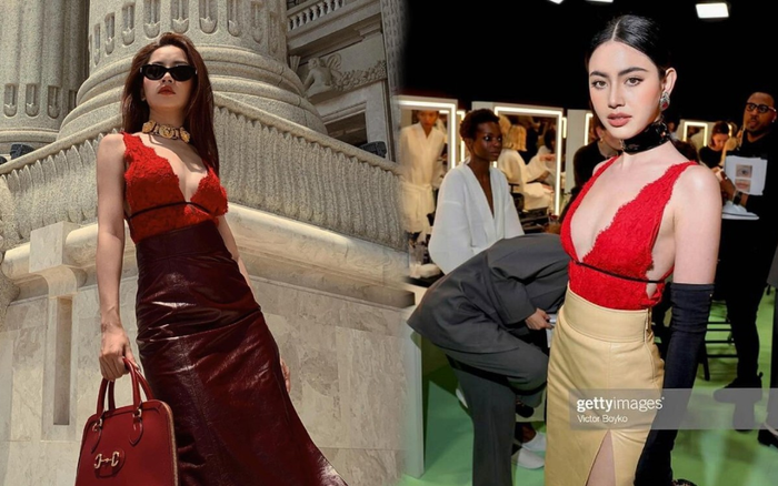Chi Pu đầy quyến rũ với áo ren đỏ xẻ ngực sâu, váy da ôm body giống ma nữ Thái Mai Davika