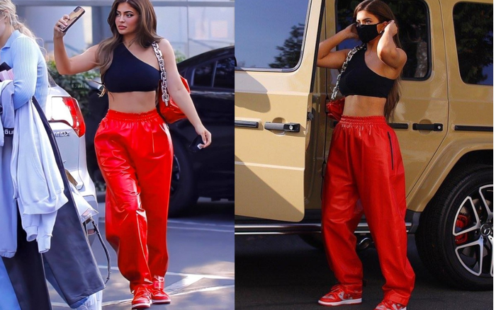 Kylie Jenner diện set đồ thể thao đỏ chóe hơn 100 triệu đồng ra phố khoe cơ bụng săn chắc