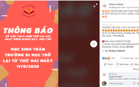 Giữa dịch COVID-19, một trường tại Đắk Lắk bất ngờ ra thông báo yêu cầu học sinh đi học trở lại