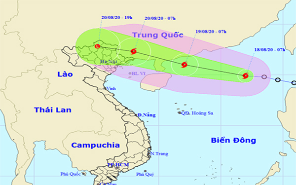 Bão số 4 giật cấp 10 trên biển Đông, có thể gây mưa lớn cho các tỉnh Bắc Bộ từ 20-23/8