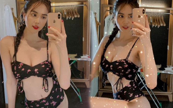 Ngọc Trinh diện bikini dây rút họa tiết hoa làm xiêu lòng cả 3 giới tính