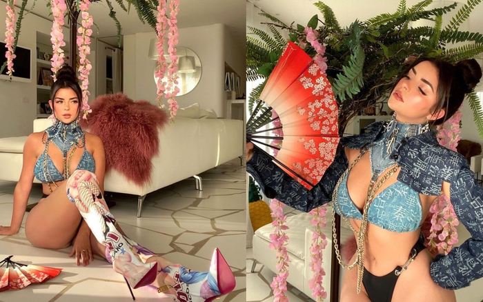 Bản sao Kim Kardashian chơi trội với style Trung Hoa khoét ngực sâu và lộ bờ mông căng đầy