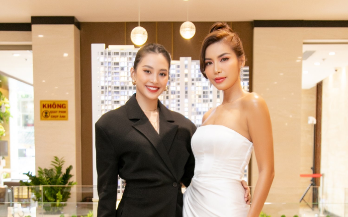 Minh Tú tái xuất showbiz, diện váy gợi cảm đọ sắc cùng Tiểu Vy