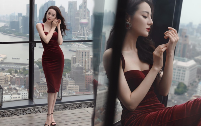 Thổn thức trước vẻ đẹp kiêu sa của Địch Lệ Nhiệt Ba trong váy đỏ cúp ngực lấp ló vòng 1 quyến rũ