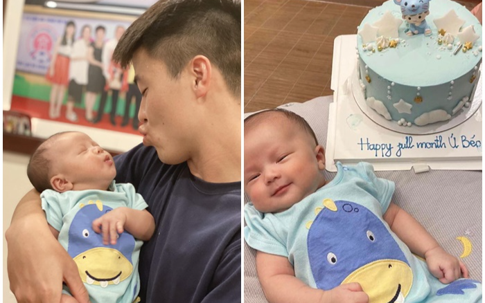 Duy Mạnh hạnh phúc khoe khoảnh khắc của con trai ngày đầy tháng