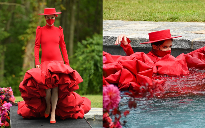 Khán giả hết hồn trước màn catwalk dưới hồ bơi của siêu mẫu Coco Rocha khi đang mang thai 7 tháng