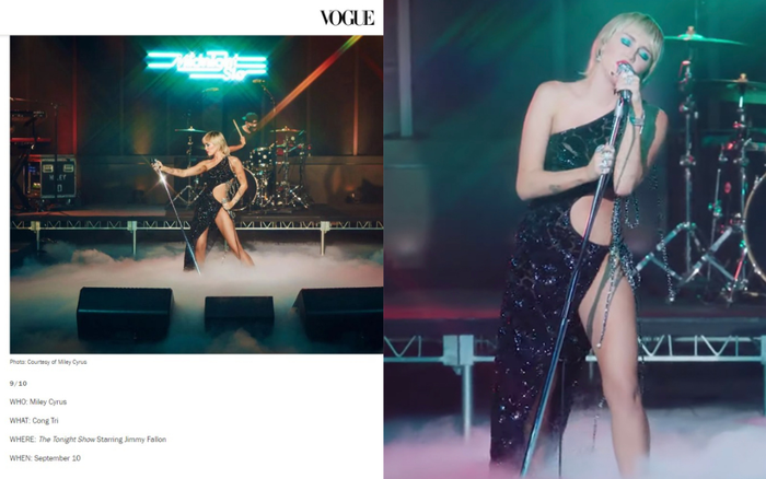 Váy Công Trí mà Miley Cyrus mặc lọt top 10 trang phục đẹp nhất trên Vogue Mỹ