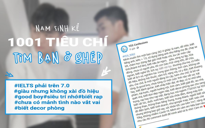 Nam sinh kể 1001 tiêu chí tìm bạn ở ghép, dân mạng 'cà khịa': Người máy sẽ hợp với bạn!