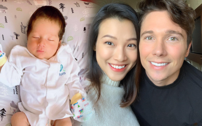 MC Hoàng Oanh tranh luận với ông xã vì không biết quý tử đầu lòng giống ai