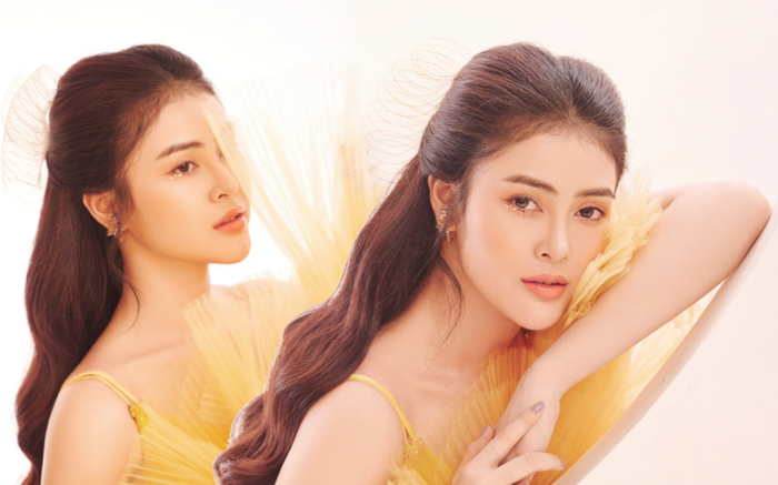 Á hậu Lý Kim Thảo lăng xê mốt đính đá lên mắt 'hóa' chị Hằng lung linh trong ngày Trung thu