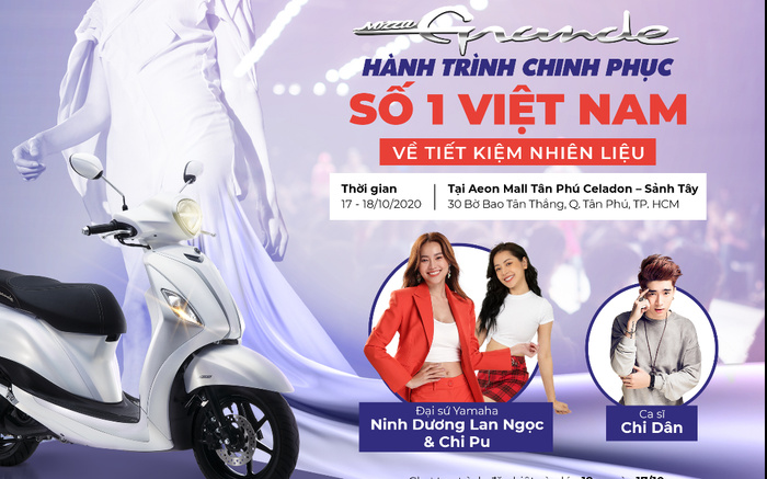 Ninh Dương Lan Ngọc và Chi Pu tụ họp tại Yamaha Grande Fashion Show mừng “Hành trình chinh phục số 1 Việt Nam về tiết kiệm nhiên liệu” của Yamaha Grande