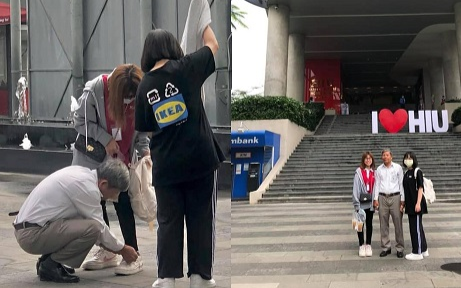 Cha lặng lẽ cúi xuống cột lại dây giày cho con gái giữa sân trường, khoảnh khắc khiến bao người ấm áp trong ngày đầu nhập học