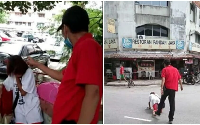 Gã đàn ông đánh đập cô gái đang bò lồm cồm giữa đường, người đi đường dửng dưng như không biết