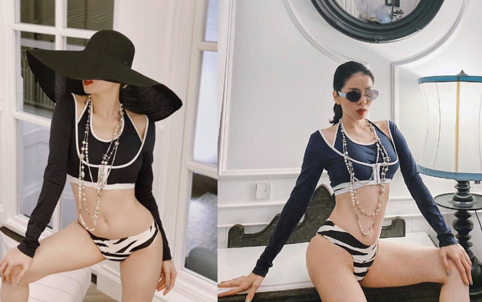 Ai chơi lại Lệ Quyên, diện bikini đeo dây chuyền ngọc trai cầu kì như lên sàn diễn