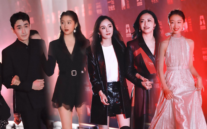 Thảm đỏ 'Điện ảnh Bắc Kinh 2020': Dương Mịch tình tứ nắm tay Diêu Thần, Quan Hiểu Đồng khoe chân 'lấn áp' Dương Tử