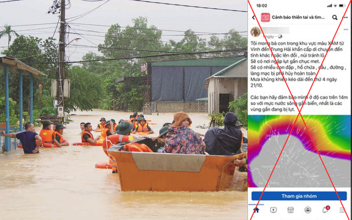 Thông tin kêu gọi sơ tán do ngập lụt cả chục mét trên Facebook là tin giả