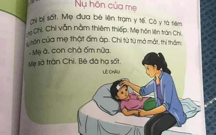 Nhiều ý kiến trái chiều xoay quanh mẩu chuyện 'Nụ hôn của mẹ' trong sách giáo khoa Tiếng Việt lớp 1