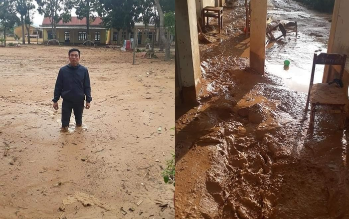 Xót xa cảnh trường học hoang tàn, bùn đất dày đặc ngang đầu gối sau khi lũ qua đi