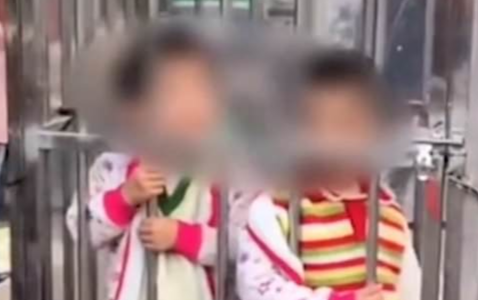 Hai đứa trẻ bị cha mẹ nhốt trong lồng sắt giữa chợ với lý do gây tranh cãi