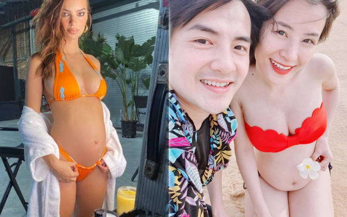 Mấy ai được như Đông Nhi và Emily Ratajkowski, bụng bầu vượt mặt mặc bikini vẫn siêu đẹp
