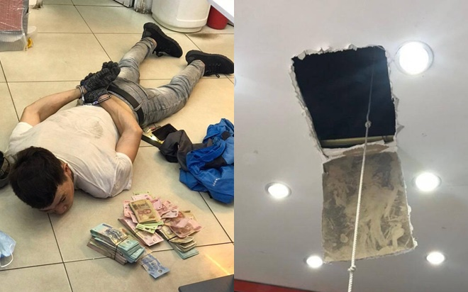 Bắt tên trộm khoét trần, đu dây vào cửa hàng lấy trộm 120 triệu đồng