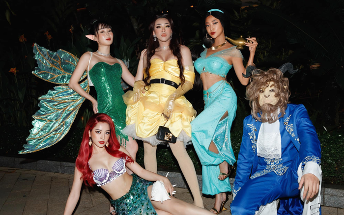 Salim, Sun HT nhập hội hoá trang Halloween với Chi Pu