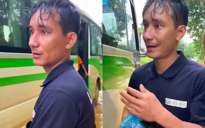 Người đàn ông trở về quê nhà sau khi hay tin vụ sạt lở, bật khóc 'Em không cần tiền, chỉ xin xe đi thôi'