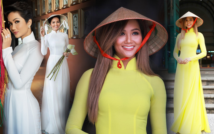 H'Hen Niê nhuộm tóc nâu vàng diện áo dài duyên dáng, nhan sắc rạng rỡ khiến fan không thể rời mắt