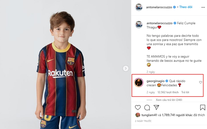 Bạn gái Ronaldo chúc mừng sinh nhật con trai Messi