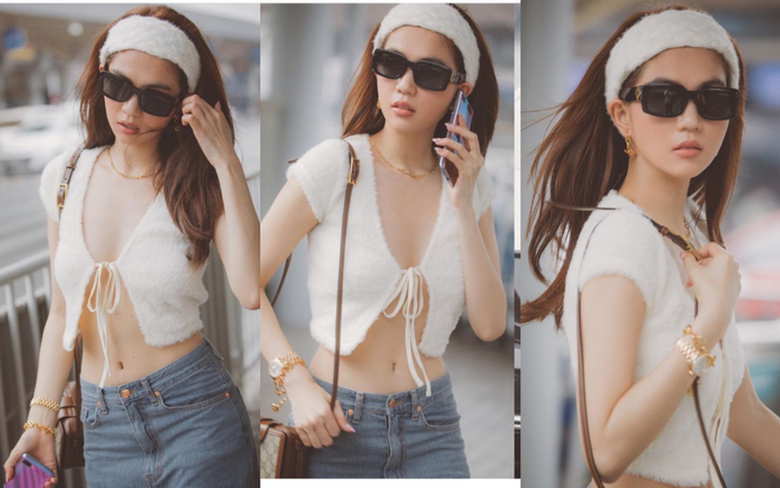 Ngọc Trinh diện áo nửa kín nửa hở, sơ sẩy là bung nút khi ra phố