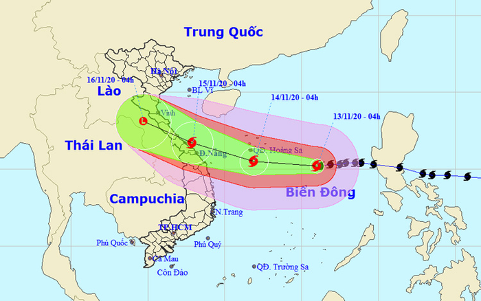 Bão số 13 đi vào Biển Đông, di chuyển nhanh và hướng vào các tỉnh miền Trung