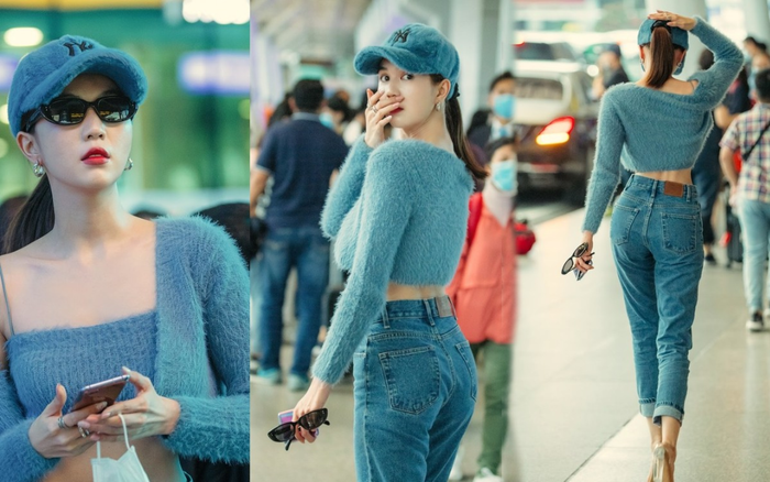 Ngọc Trinh diện set đồ xanh bát ngát khoe eo thon đẹp vạn người mê