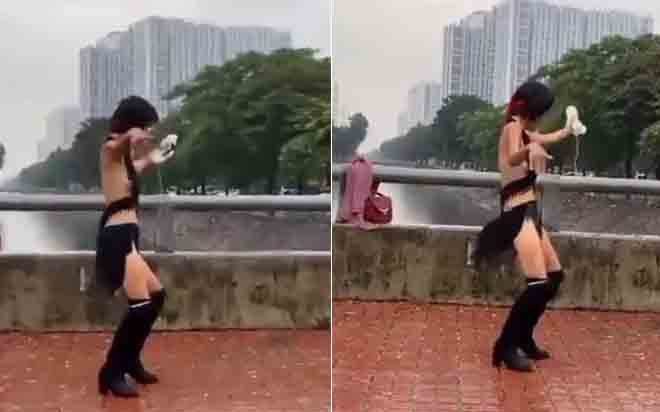 Clip: Mặc cũng như không rồi đứng nhún nhảy, người phụ nữ khiến dân tình nóng mắt