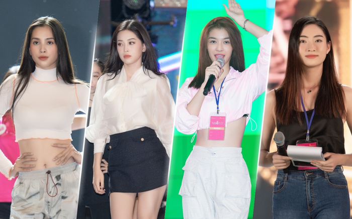 Hoa hậu Lương Thùy Linh - Tiểu Vy cùng Á hậu Phương Nga - Thúy An - Kiều Loan khoe mặt mộc, eo thon