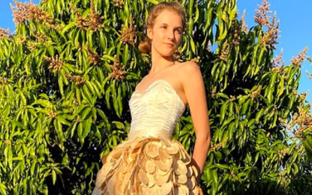 Cô gái Úc thu thiết kế váy dạ hội từ 700 quả xoài gây xôn xao