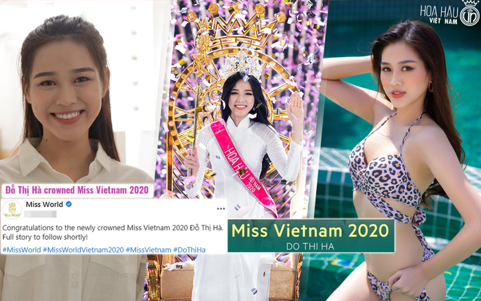 Fanpage Miss World chúc mừng, ngầm xác định Đỗ Thị Hà đại diện Việt Nam thi Hoa hậu Thế giới