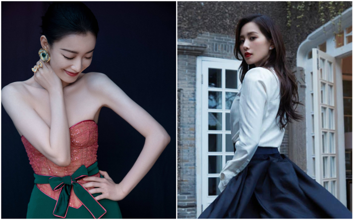 Nghê Ni và Lưu Thi Thi tay trong tay tại sự kiện Đêm hội Cosmo